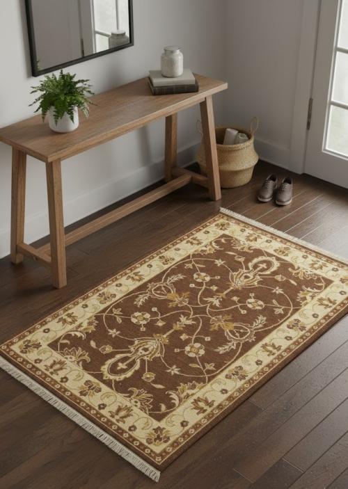 Brown Floral 4X6 Sumak Oriental Rug