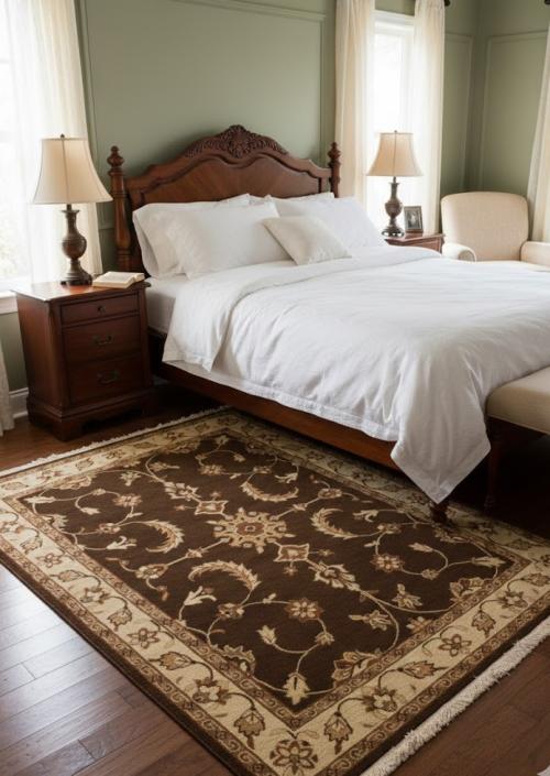 Dark Brown Floral 5X7 Sumak Oriental Rug