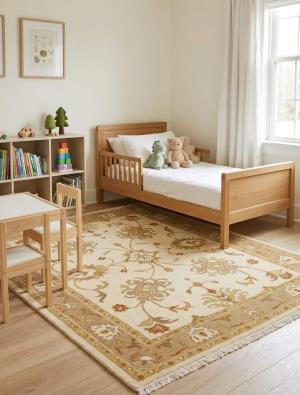 Cream Floral 5X7 Sumak Oriental Rug