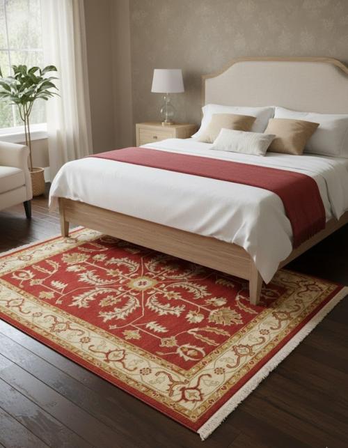 Orange-red Floral 5X6'5 Sumak Oriental Rug