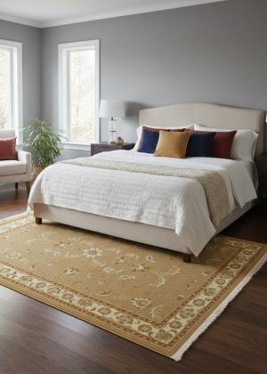 Khaki Floral 6X8 Sumak Oriental Rug