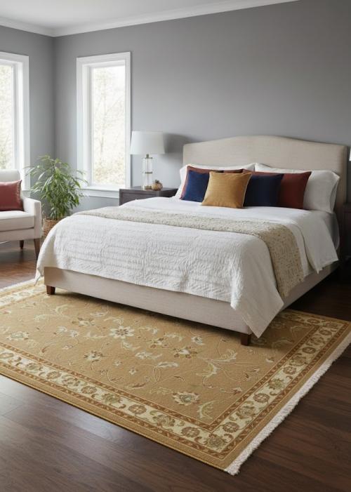 Khaki Floral 6X8 Sumak Oriental Rug