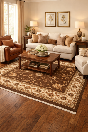 Brown Floral 6X8 Sumak Oriental Rug