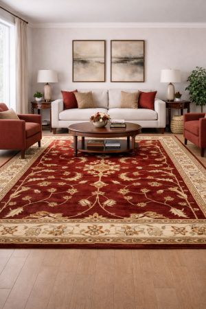 Wine Red Floral 6'7X9'6 Sumak Oriental Rug