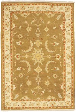Khaki Floral 6'6X9'4 Sumak Oriental Area Rug