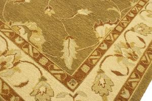 Khaki Floral 6'6X9'4 Sumak Oriental Area Rug