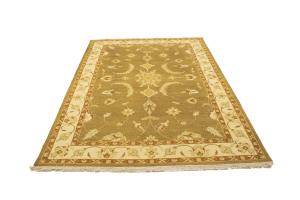 Khaki Floral 6'6X9'4 Sumak Oriental Area Rug