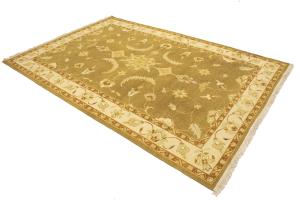 Khaki Floral 6'6X9'4 Sumak Oriental Area Rug