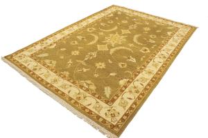 Khaki Floral 6'6X9'4 Sumak Oriental Area Rug