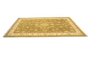 Khaki Floral 6'6X9'4 Sumak Oriental Area Rug