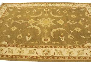 Khaki Floral 6'6X9'4 Sumak Oriental Area Rug
