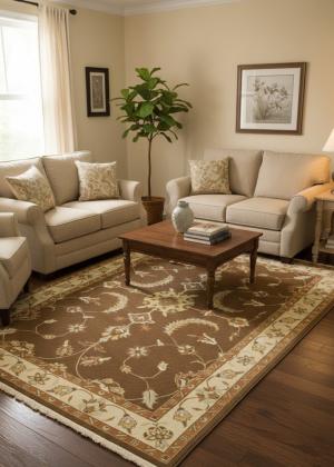 Brown Floral 7X10 Sumak Oriental Rug