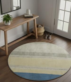 Multicolored Stripes 4X4 Lori Gabbeh Oriental Round Rug