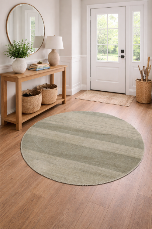 Brown Beige Stripes 4X4 Lori Gabbeh Oriental Round Rug