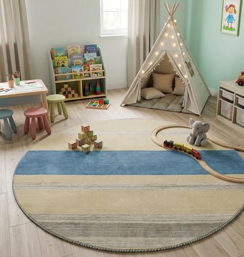 Multicolored Stripes 5X5 Lori Gabbeh Oriental Round Rug