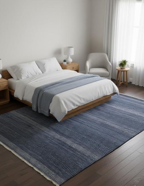 Dark Navy Grass Design 5X7 Modern Oriental Rug