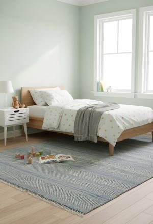 Blue & Ivory Grass Design 5X8'5 Modern Oriental  Rug