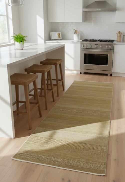 Khaki Caramel Grass Design 4X6 Modern Oriental  Rug