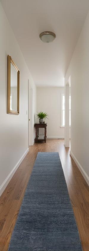 1'11 X 6'8 Hand Knotted Modern Blue Grass Wool Runner Rug