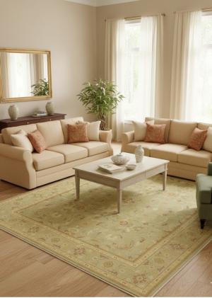 Tan Floral 8X10 Transitional Oriental Rug