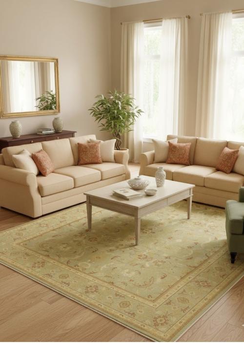 Tan Floral 8X10 Transitional Oriental Rug