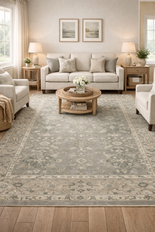 Brownish Gray Floral 8X10 Transitional Oriental Rug