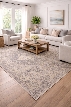 7'11 X 10'0 Muted Hand Knotted Floral Heriz Serapi Wool Rug
