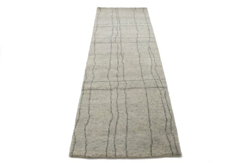 Cream Geometric Modern 3X8 Moroccan Style Oriental Runner Rug