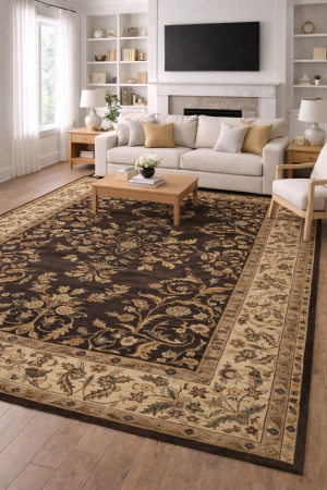 Dark Brown Floral Modern 9'5X13 Oriental Hand-Tufted Rug