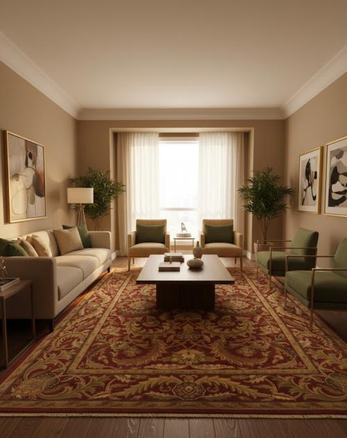 Red Floral Modern 10X13 Oriental Hand-Tufted Rug