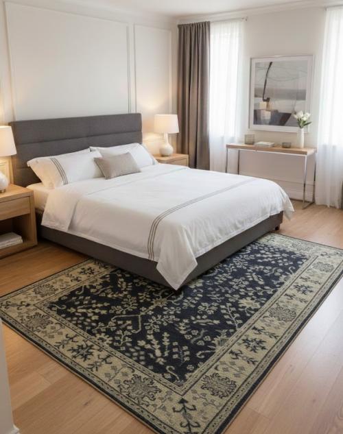 Charcoal Transitional Floral 5X7 Oriental Rug