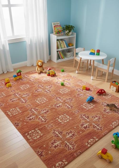 Rust Orange Transitional Floral 6X9 Oriental Rug