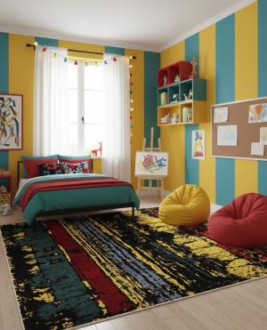 Multicolored Abstract 8'5X9'9 Modern Rug