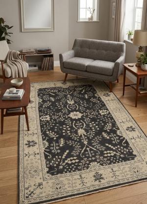 Charcoal Transitional Floral 6X9 Oriental Rug