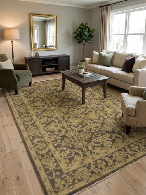 Dark Brown Transitional Floral 6X9 Oriental Rug