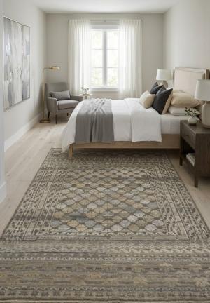 5'11 X 9'3 Muted Brown Hand Knotted Oriental Wool Rug