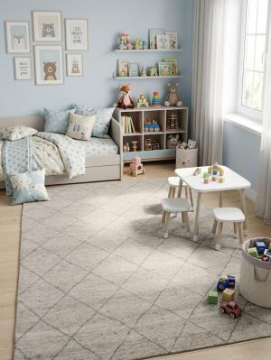 Cream Geometric Modern 6X9 Moroccan Style Oriental Rug