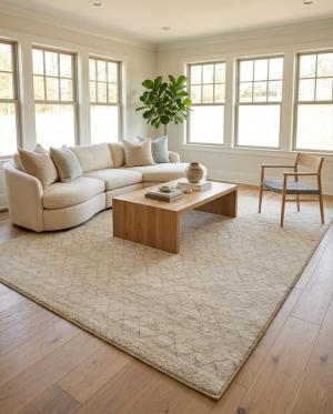 Beige Geometric 8X10 Moroccan Style Oriental Rug