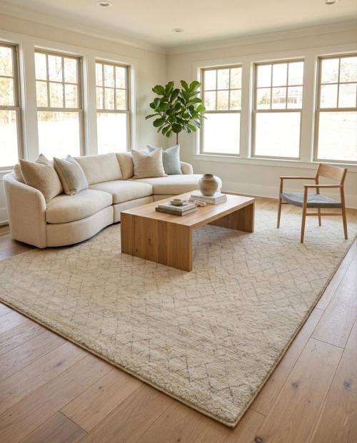 Beige Geometric 8X10 Moroccan Style Oriental Rug