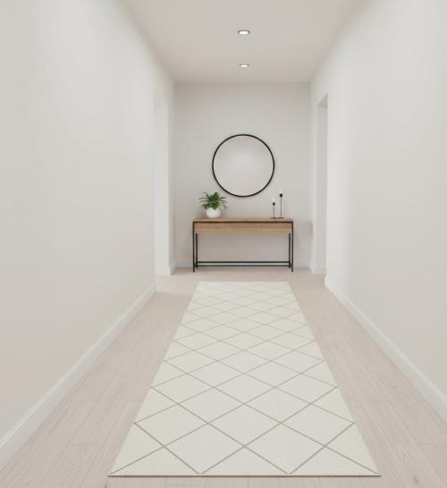 Cream/Beige Geometric Modern 3X8 Moroccan Style Oriental Runner Rug