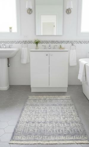 Cream Gray Geometric 2X3 Modern Oriental Rug