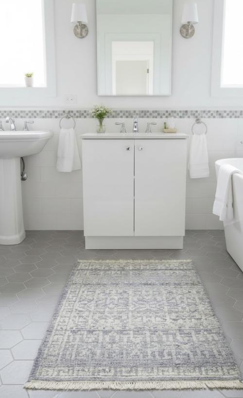 Cream Gray Geometric 2X3 Modern Oriental Rug