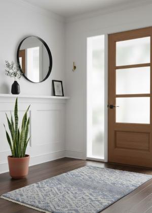 Cream Blue Geometric 2X3 Modern Oriental Rug