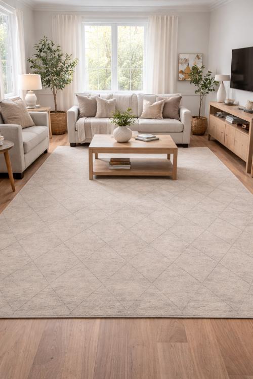 Beige Geometric Modern 8X10 Moroccan Style Oriental Rug