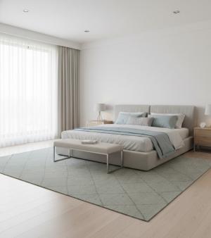 8'0 X 10'0 Hand Knotted Greige Geometric Modern Wool Rug