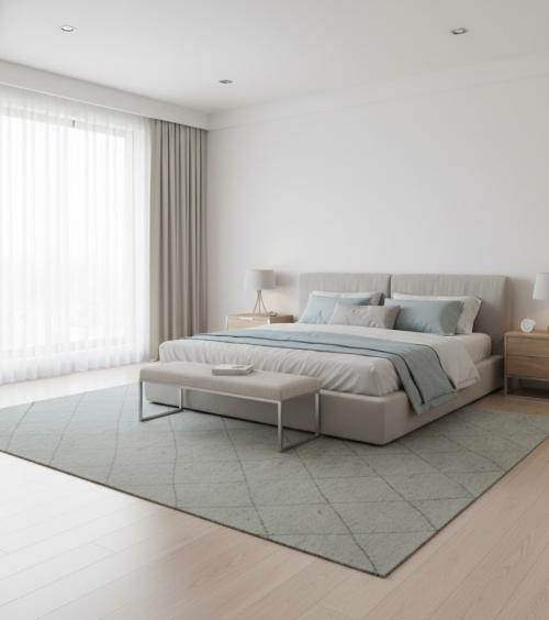 8'0 X 10'0 Hand Knotted Greige Geometric Modern Wool Rug