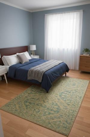 Green Transitional Floral 5X8 Oriental Rug