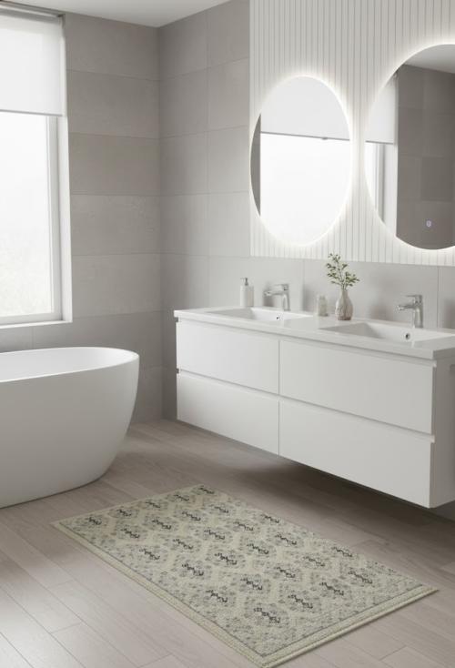 Muted Beige Floral 2X3 Chobi Oushak Oriental Rug