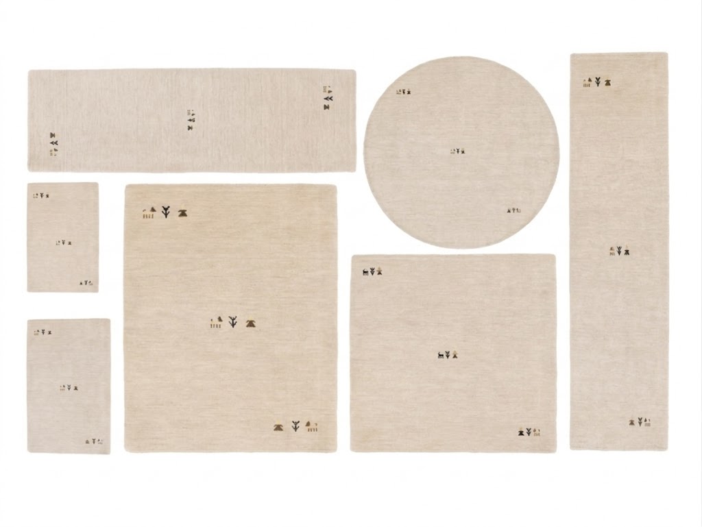 Greige Pictorial Gabbeh Modern Rug in All Size - Image 1