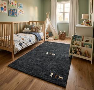 Charcoal Pictorial Gabbeh Modern Rug in All Size